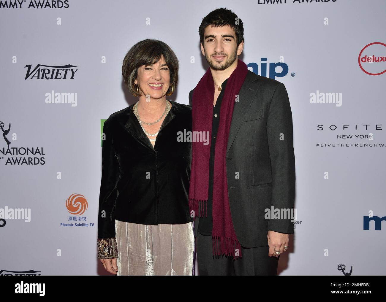 Honoree Christiane Amanpour, left, and son Darius Rubin attend the 47th