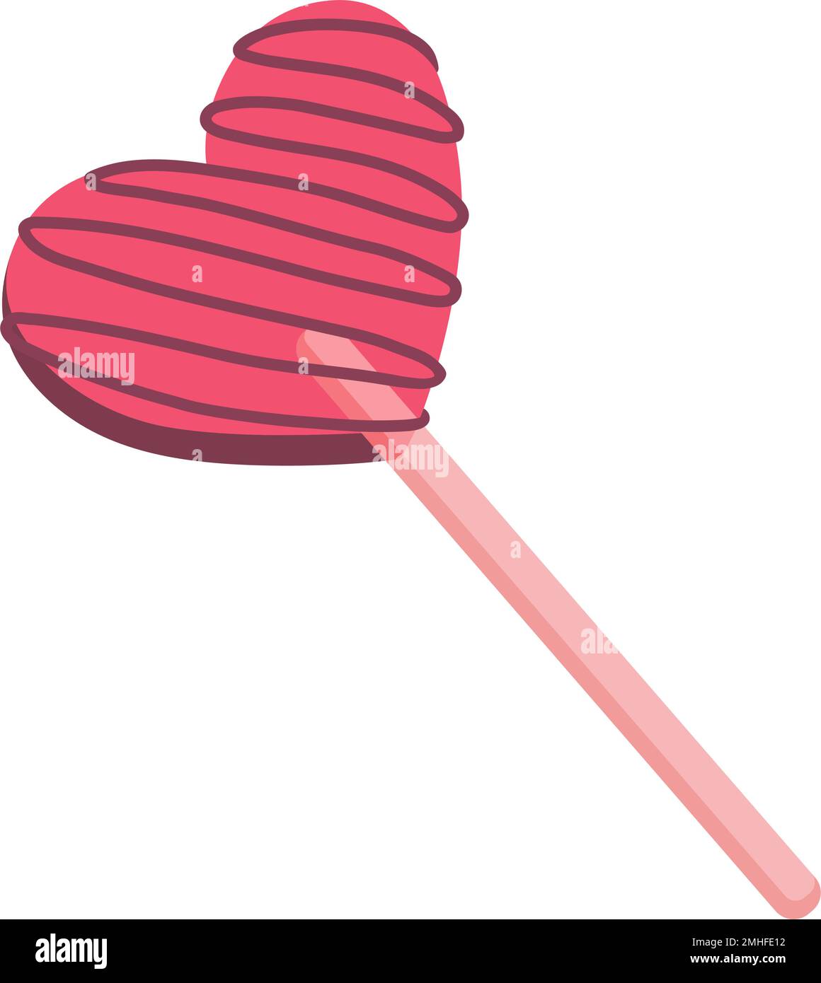 Hand drawn heart shaped sweet lollipop hard candy on a stick vector