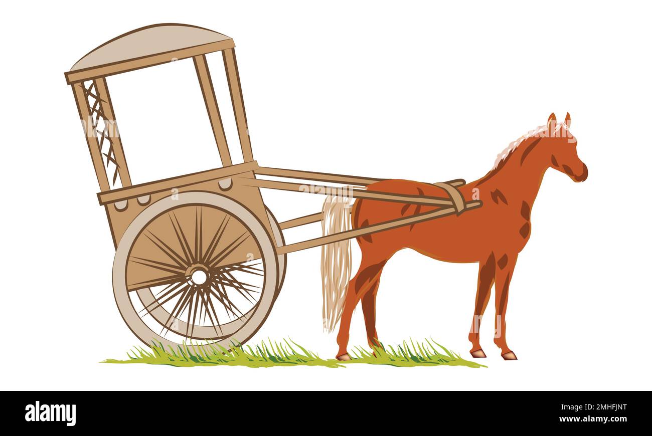 horse carriage vector illustration  traveling Stock Vector