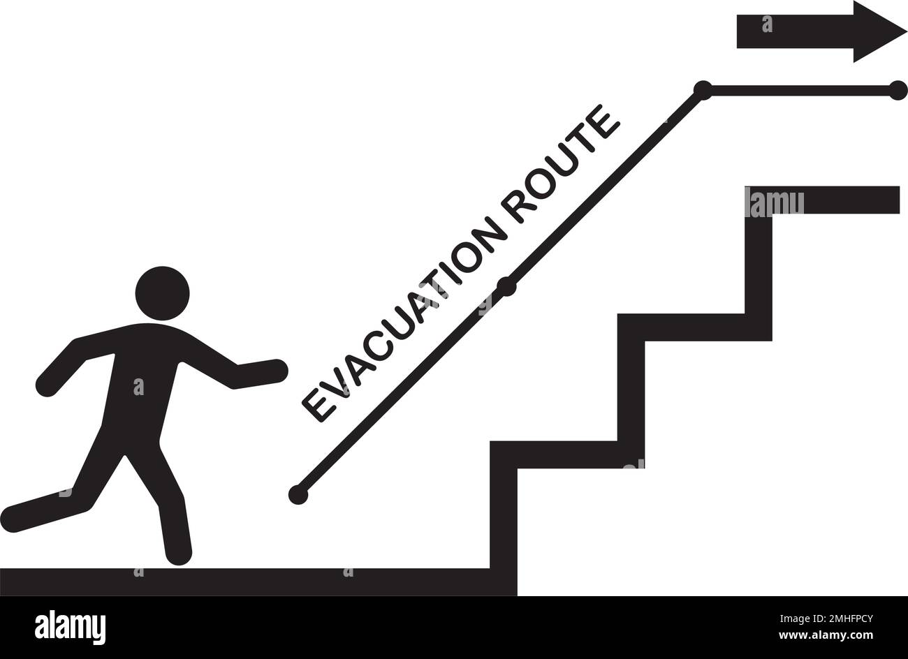 evacuation route or emergency stairs icon.vector illustration symbol design. Stock Vector