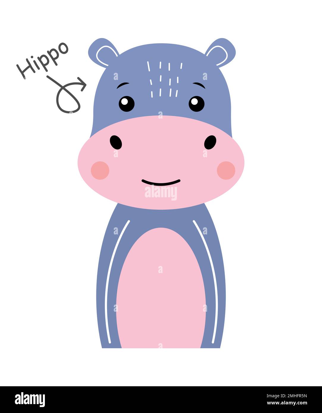 Hippopotamus . Cartoon character . Vector . Stock Vector