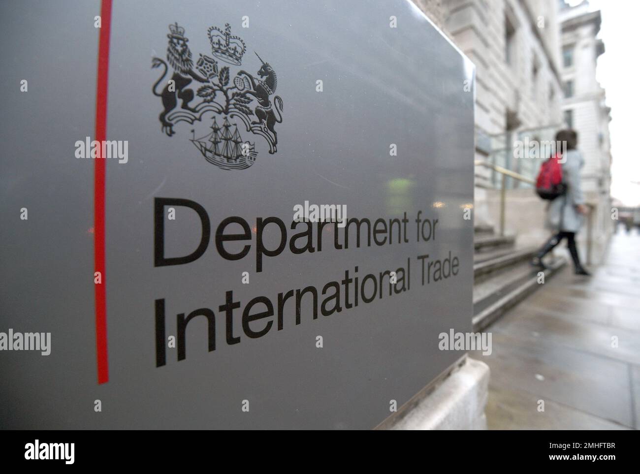 File photo dated 11/01/18 of a view of signage for the Department for International Trade in Westminster, London. The Department for International Trade has 'made progress' towards selling the UK as an investment destination, but needs to co-ordinate better with other authorities, the Government's official auditors have said. Stock Photo