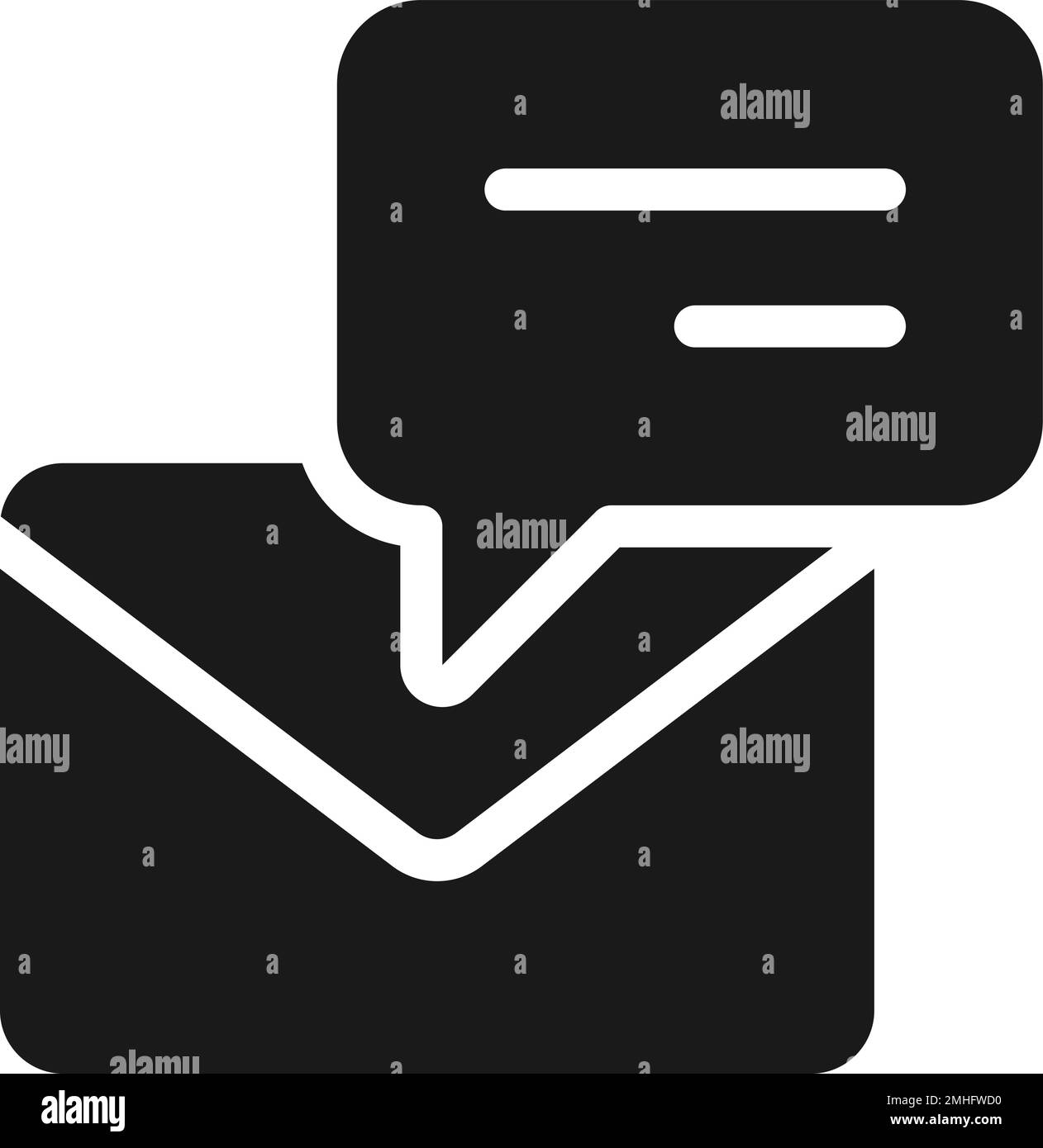 Speech bubble with envelope black glyph icon Stock Vector