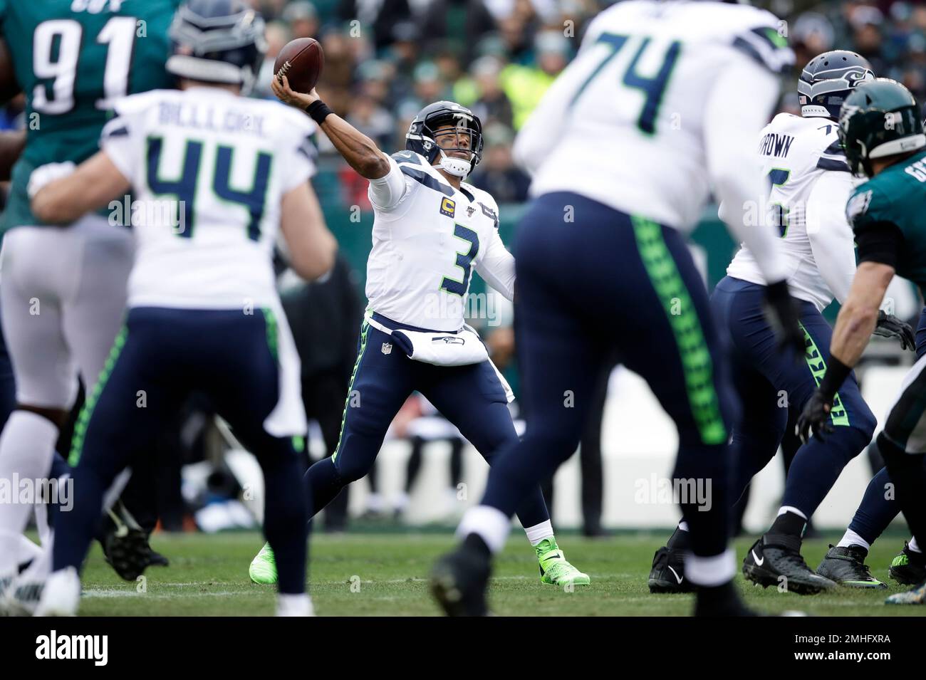 Seattle Seahawks' Russell Wilson passes for a touchdown during the ...
