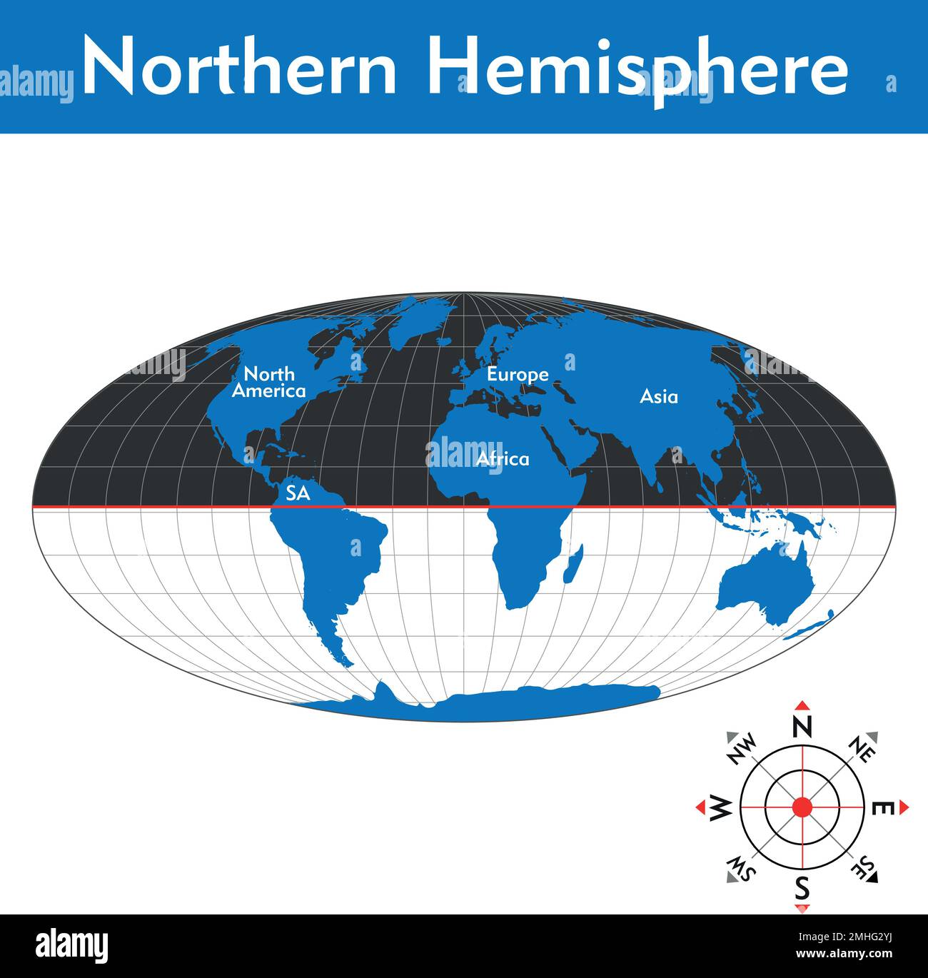 Northern Hemisphere, globe, vector illustration Stock Vector