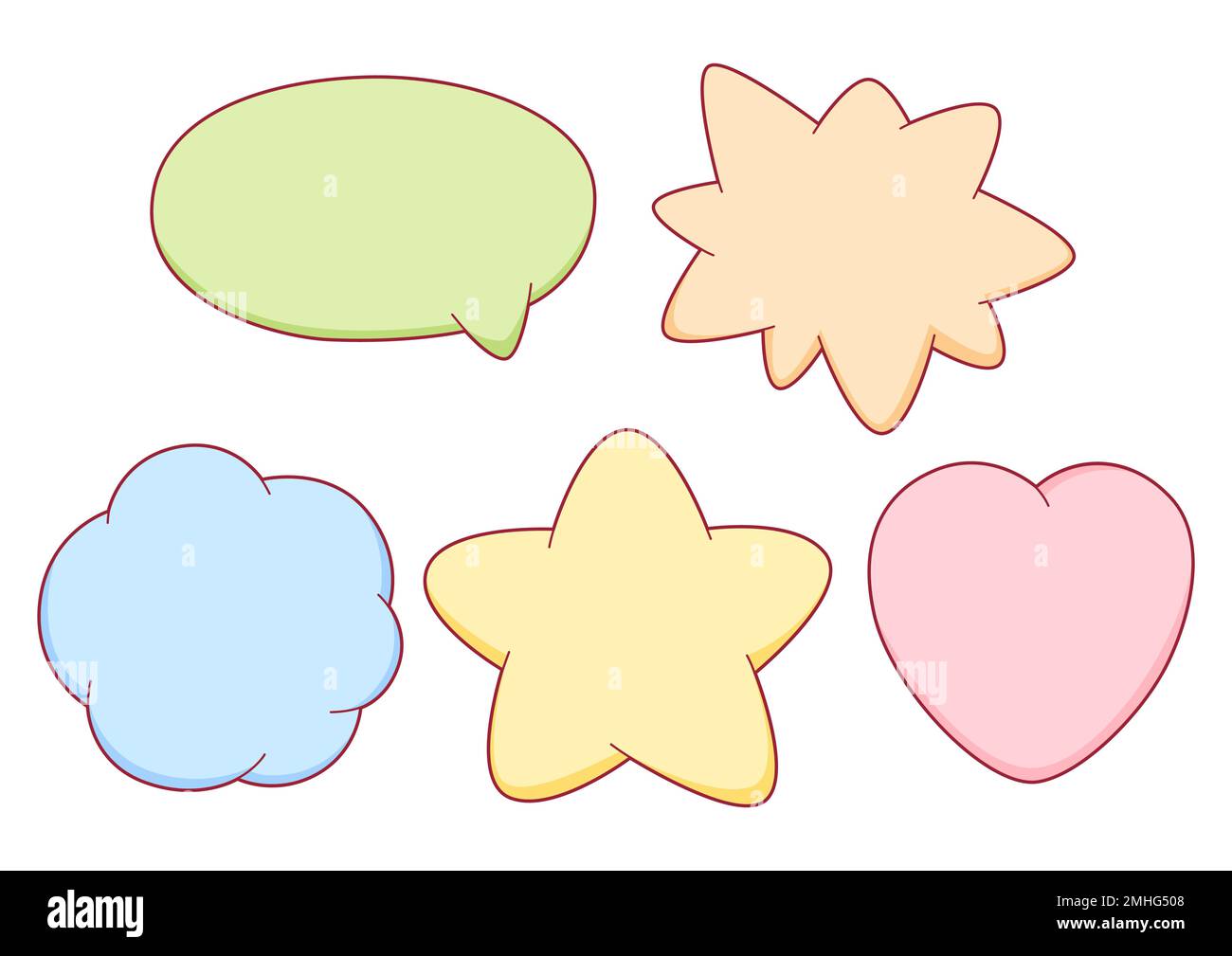 Set of cartoon speech bubbles. Cute decorative items Stock Vector Image
