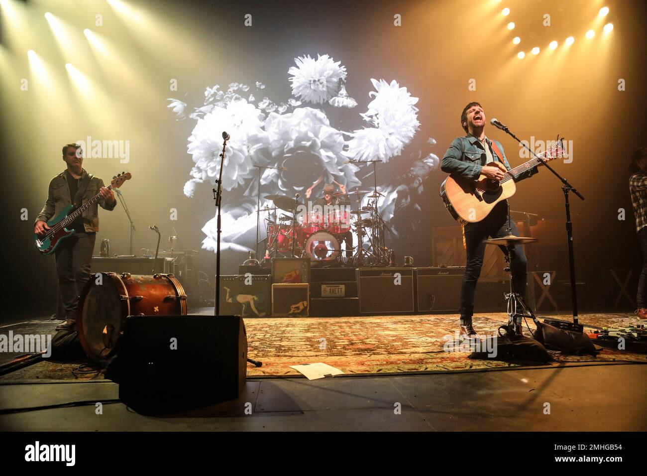 Seth Avett, Scott Avett, Bob Crawford and Joe Kwon with The Avett Brothers perform at the Fox