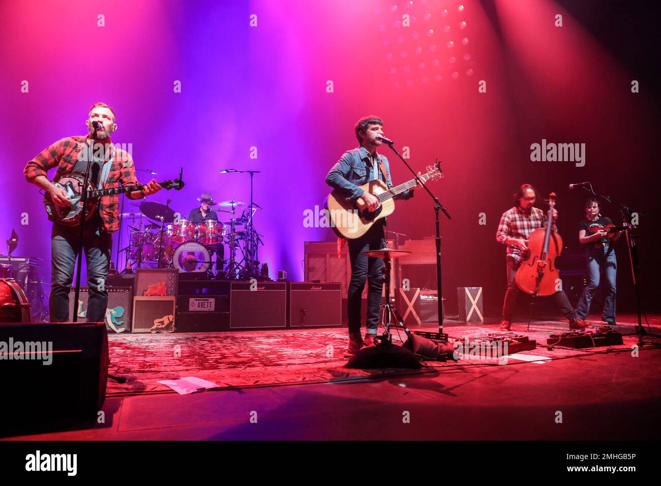 Seth Avett, Scott Avett, Bob Crawford and Joe Kwon with The Avett
