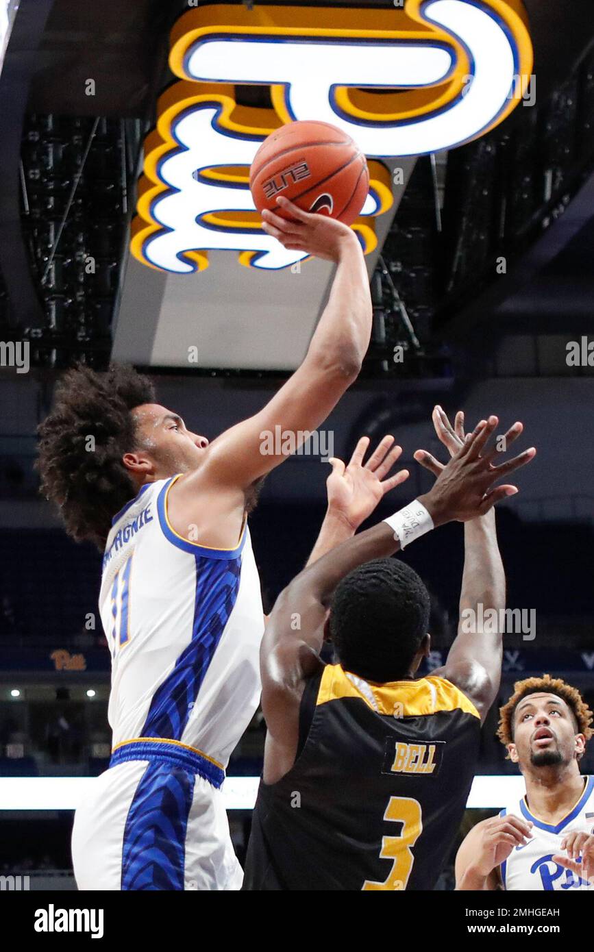 Pittsburgh's Justin Champagnie (11) shoots as ArkansasPine Bluff's