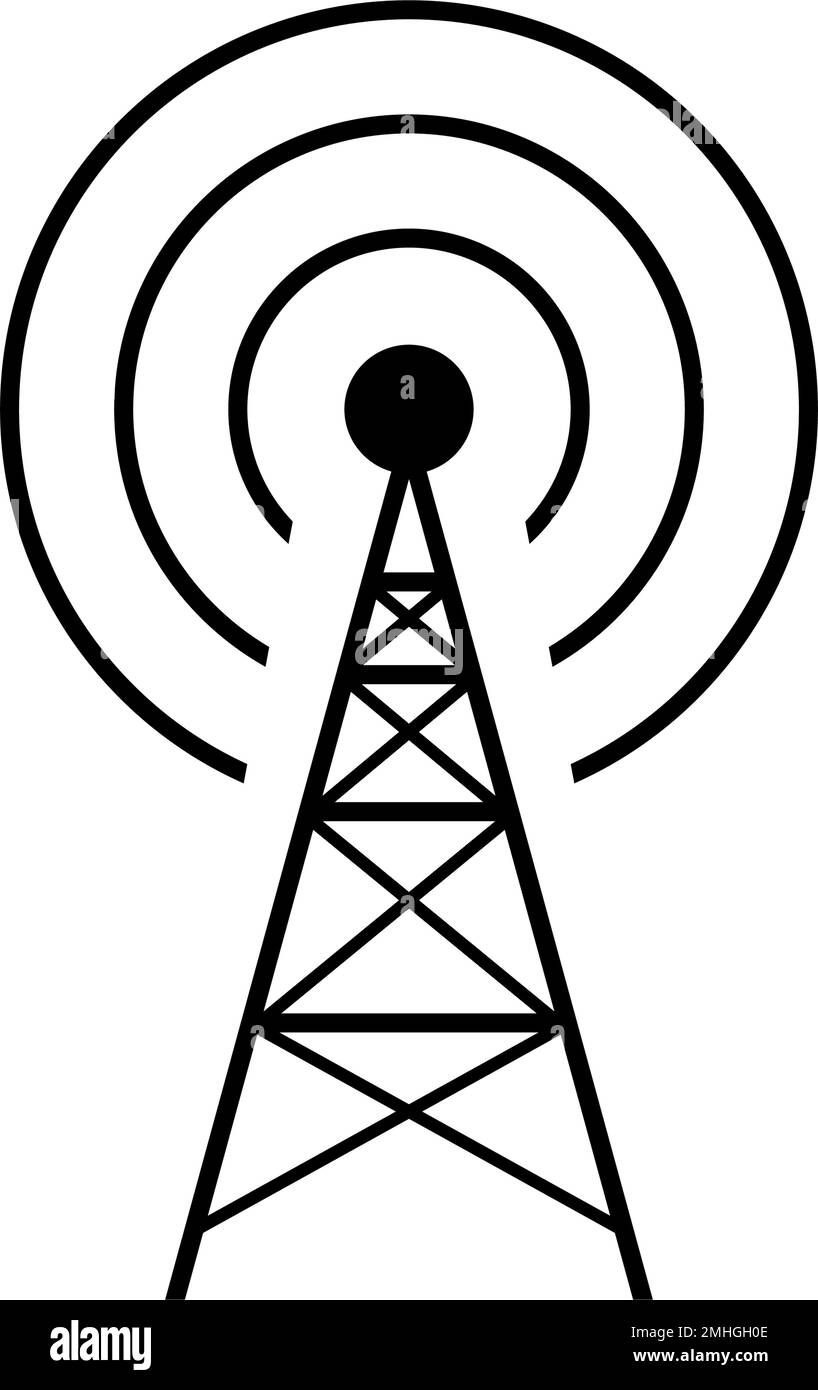 Mobile radio tower and radio area icon. Editable vector. Stock Vector