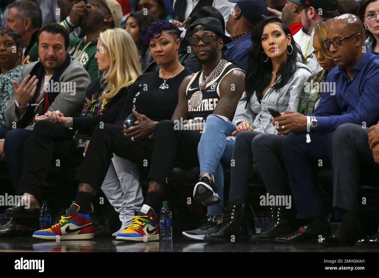 Rapper 2 Chainz performs at halftime of an NBA basketball game between the  Milwaukee Bucks and Atlanta Hawks, Wednesday, Nov. 20, 2019, in Atlanta.  (AP Photo/Brett Davis Stock Photo - Alamy