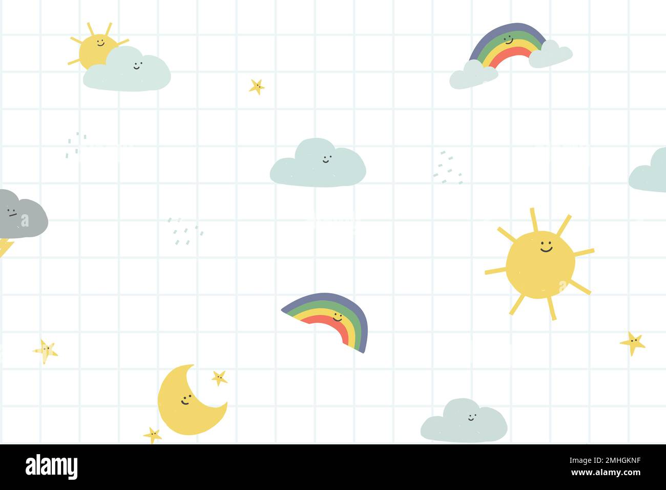 Weather seamless pattern background vector cute doodle illustration for ...