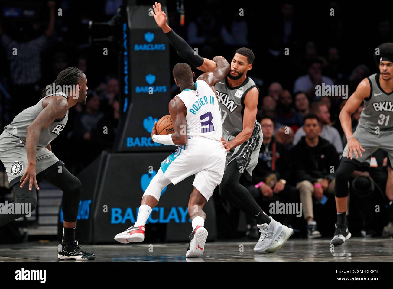 Charlotte Hornets guard Terry Rozier (3) drives past New York