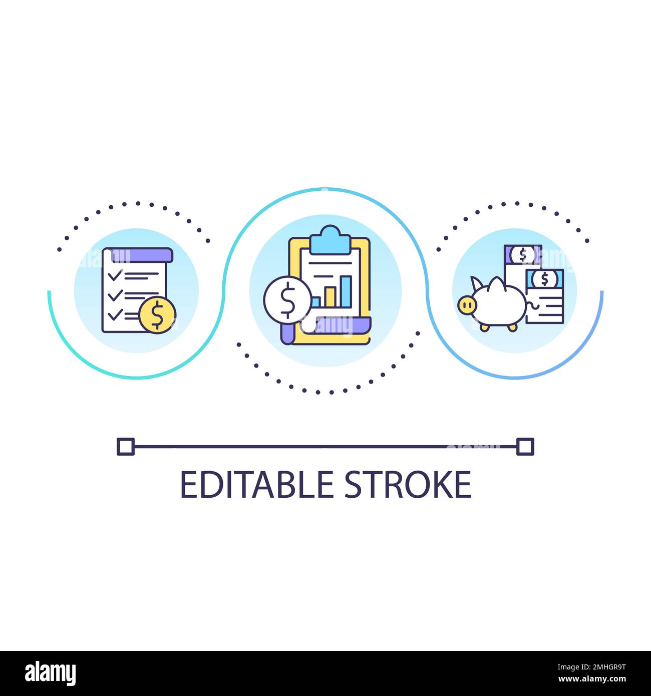 Analytics of financial assets loop concept icon Stock Vector