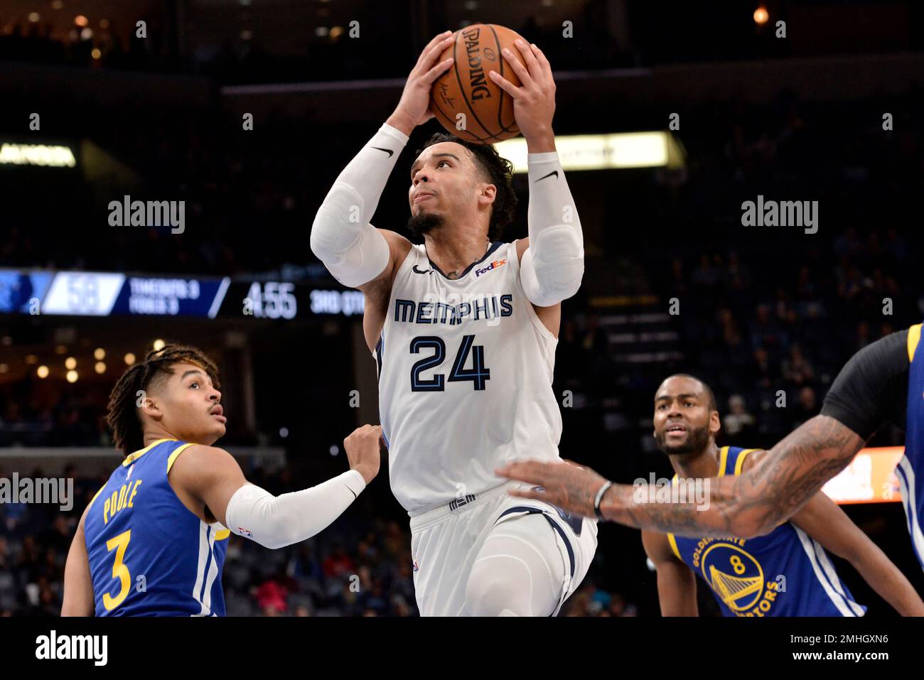 Memphis Grizzlies guard Dillon Brooks (24) shoots between Golden State