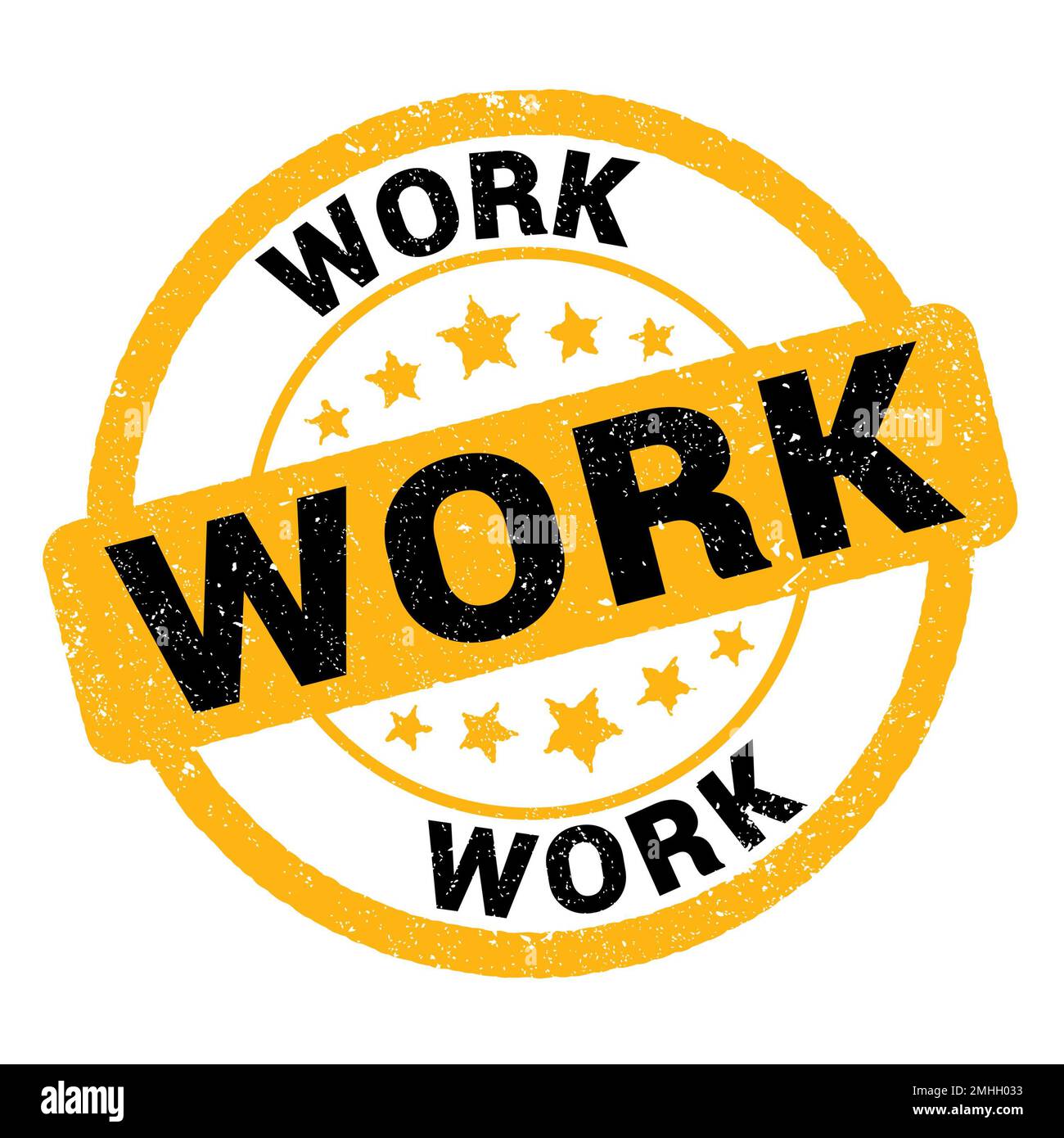 Alphabet Work Sign WORK text written on yellow-black grungy stamp sign Stock Photo - Alamy