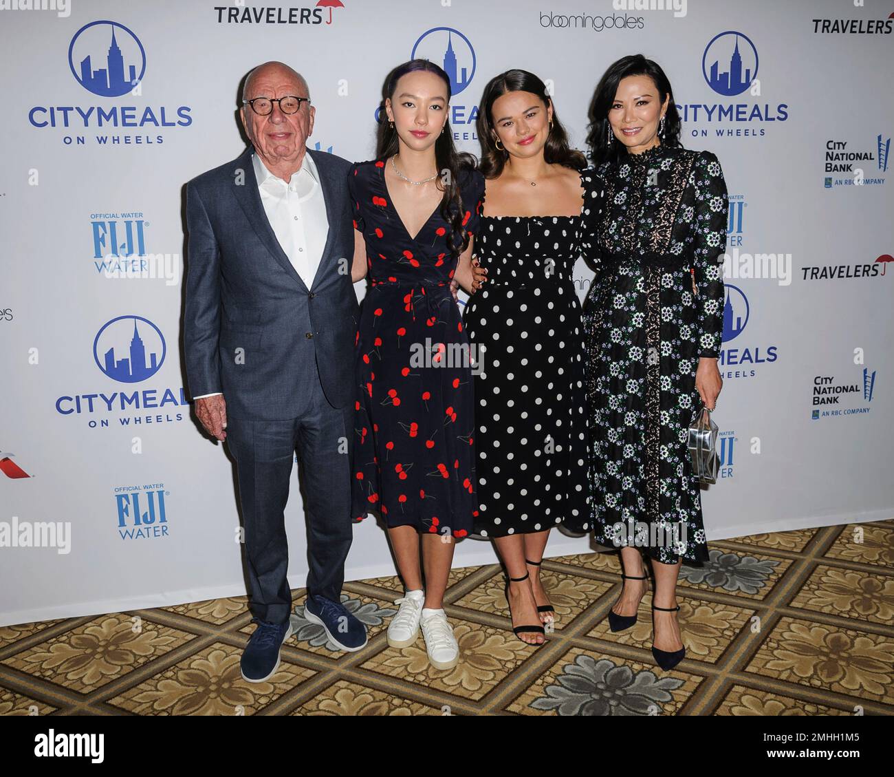 Rupert Murdoch, from left, Chloe Murdoch, Grace Murdoch, and Wendi Deng