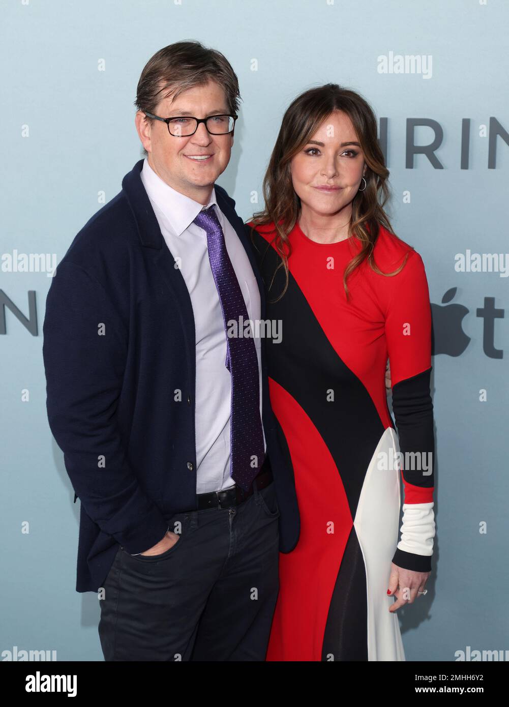 (L-R) Bill Lawrence and Christa Miller attend the premiere of the comedy TV series 'Shrinking' at the Directors Guild of America on Thursday, January 26, 2023. Storyline: A grieving therapist starts to tell his clients exactly what he thinks. Ignoring his training and ethics, he finds himself making huge changes to people's lives, including his own. Photo by Greg Grudt/UPI Credit: UPI/Alamy Live News Stock Photo