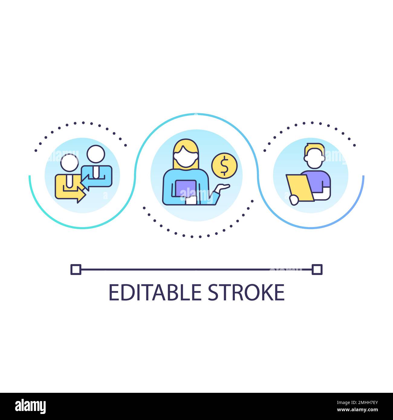 Financial counselling service loop concept icon Stock Vector