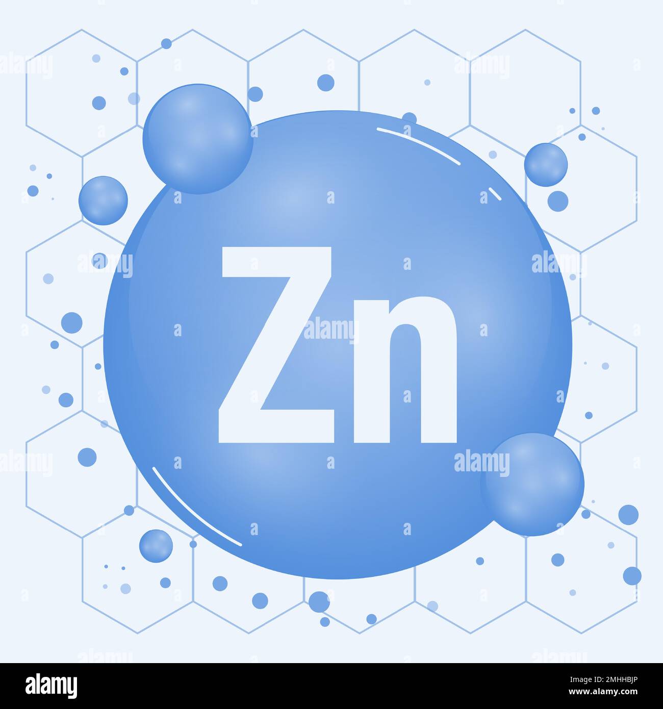 Zinc, Zn minerals for health. Mineral vitamin complex. Medical and