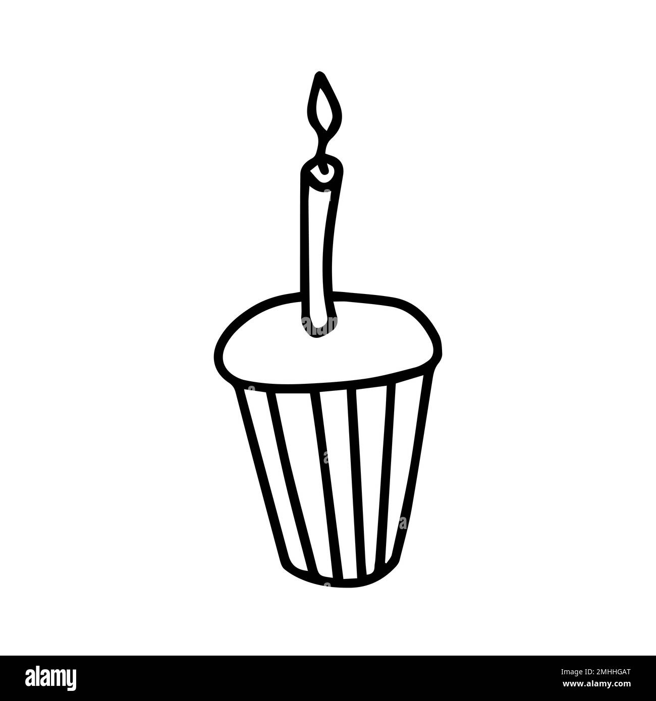 Birthday cupcake with candle Stock Vector