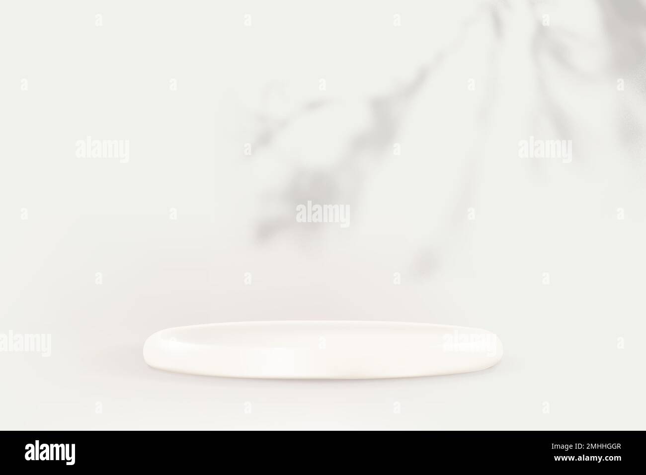 Product display podium vector with leaf shadow on white background ...