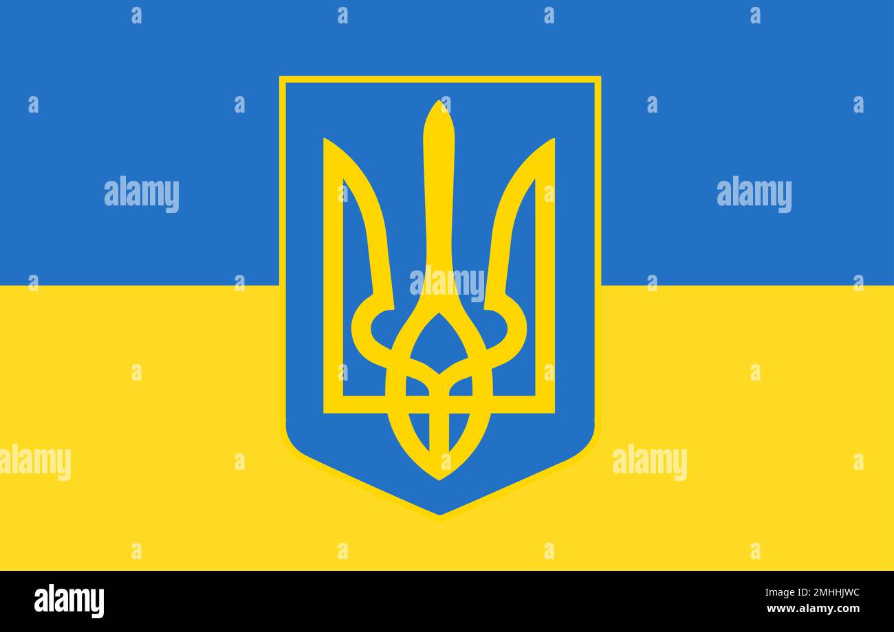 Ukraine coat of arms flag trident heraldry illustration for web ...