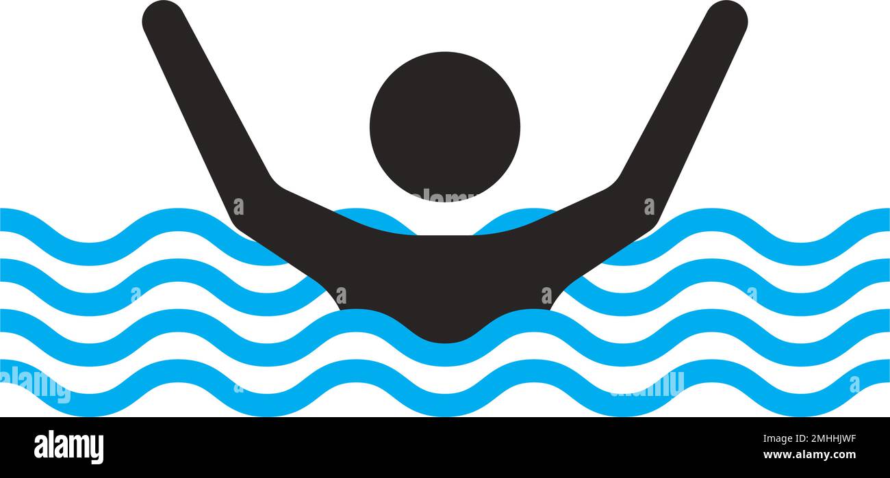 drown icon,vector illustration,drowning people signs and symbols Stock Vector