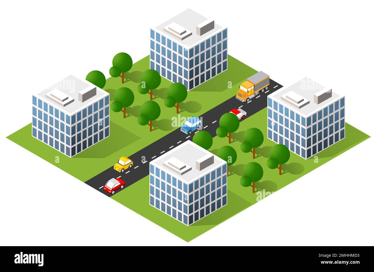 Isometric 3D illustration city urban area with a lot of houses and ...