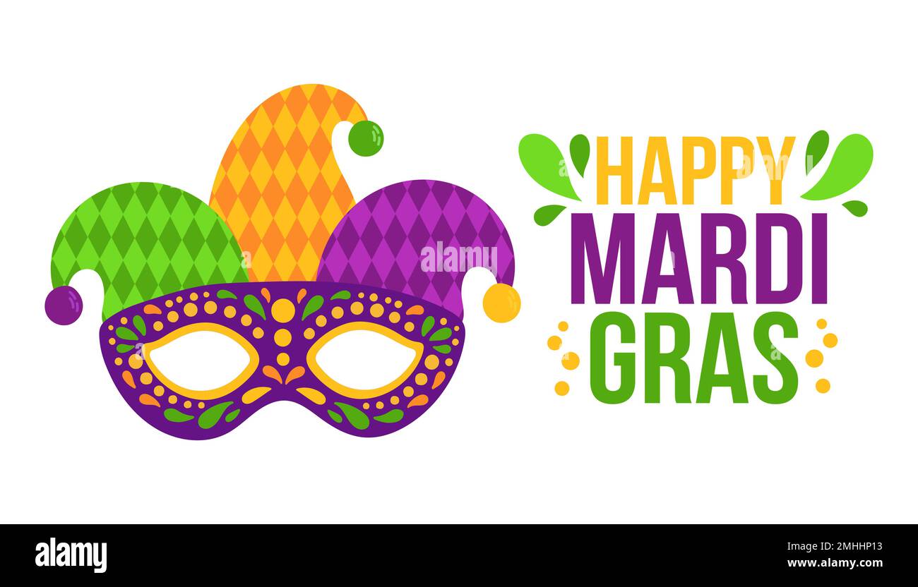 Mardi gras carnival party design. Fat tuesday, carnival, festival. For greeting card, banner, gift packaging, poster Stock Vector