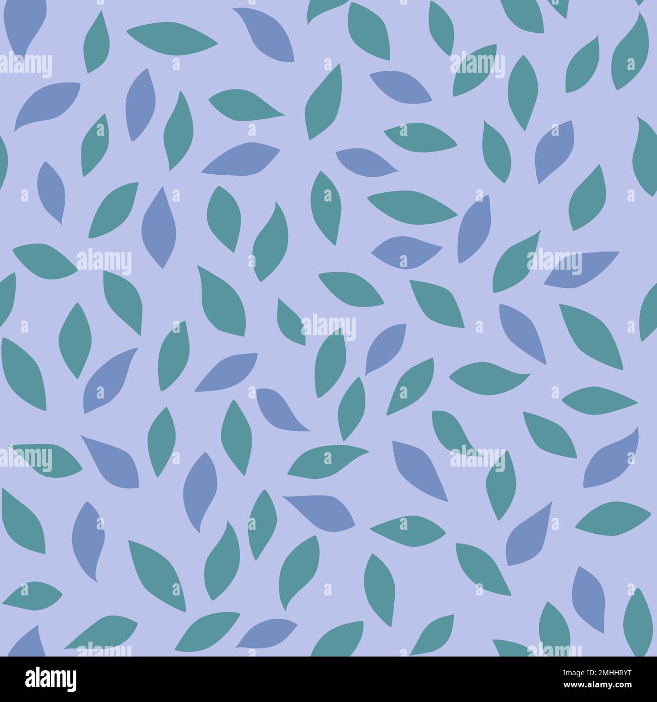 Seamless pattern with Isolated colorful leaves on lilac background. Green and purple leaves. Simple motif for textiles and wrapping paper. Stock Photo