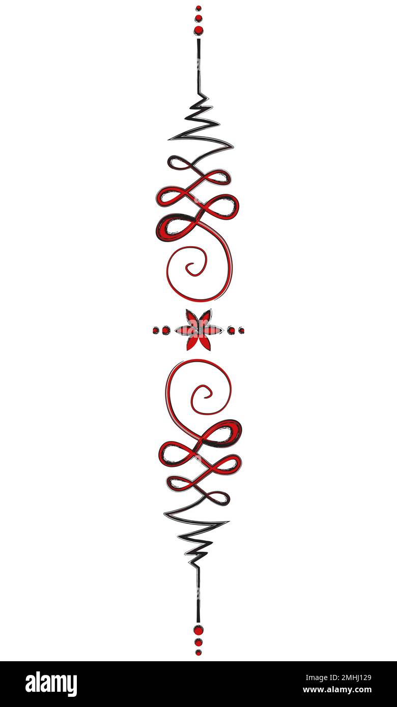 Unalome masculine and feminine symbol, flower of life. Hindu or Buddhist  sign representing path to enlightenment. Yantras Tattoo icon. Red and black  Stock Vector Image \u0026 Art - Alamy, image size:780x1390