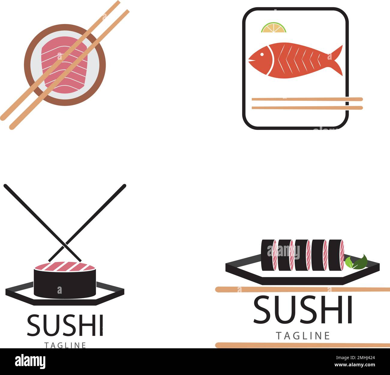 Sushi logo template vector icon for japanese food illustration design Stock Vector
