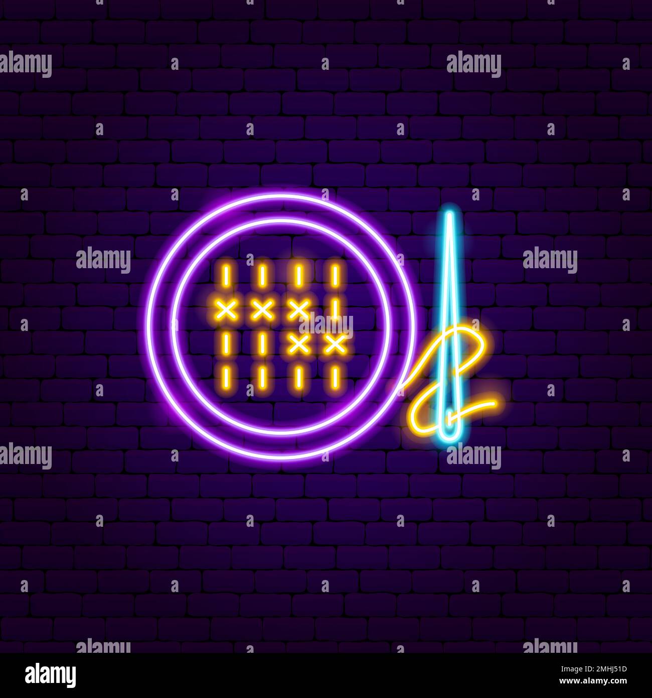 Cross Stitch Neon Sign Stock Vector Image & Art Alamy