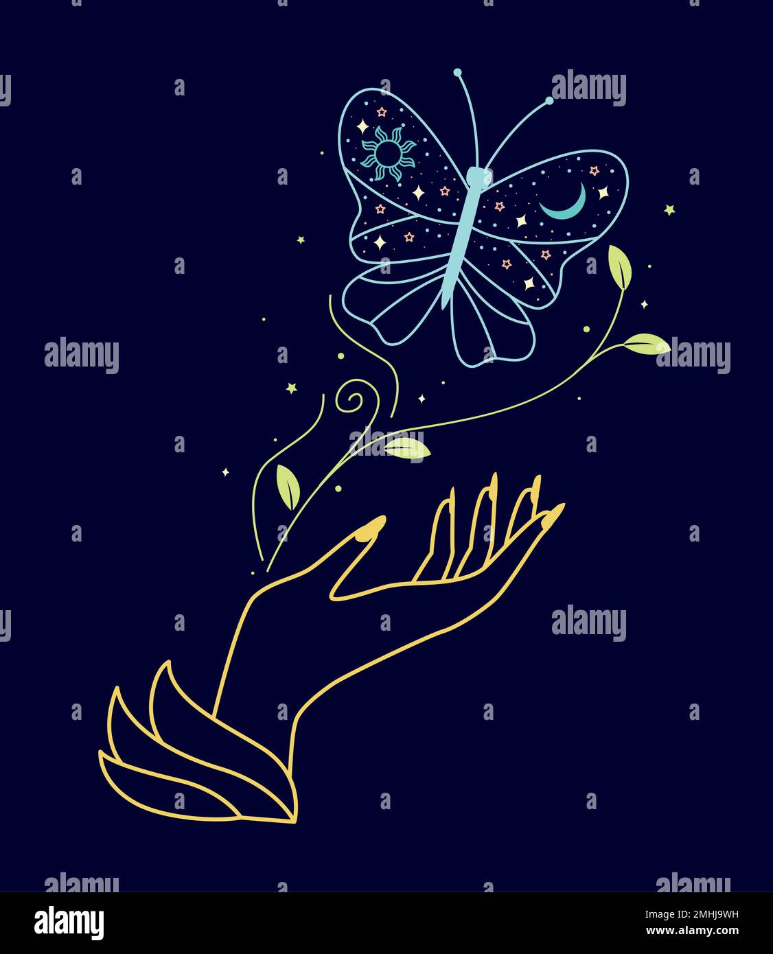 hand with butterfly Stock Vector Image & Art - Alamy