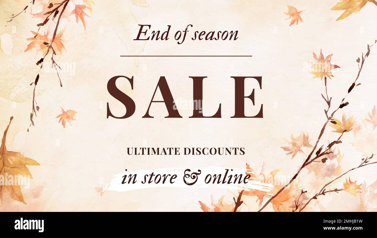 Autumn sale watercolor template vector fashion ad banner Stock Vector