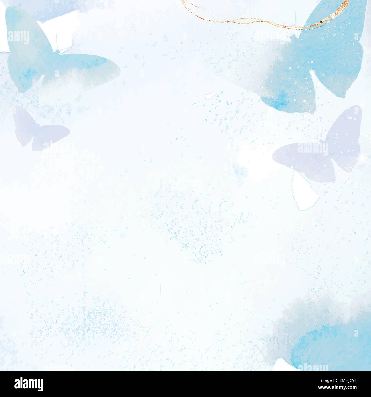 Butterfly wedding background, watercolor border design vector Stock Vector