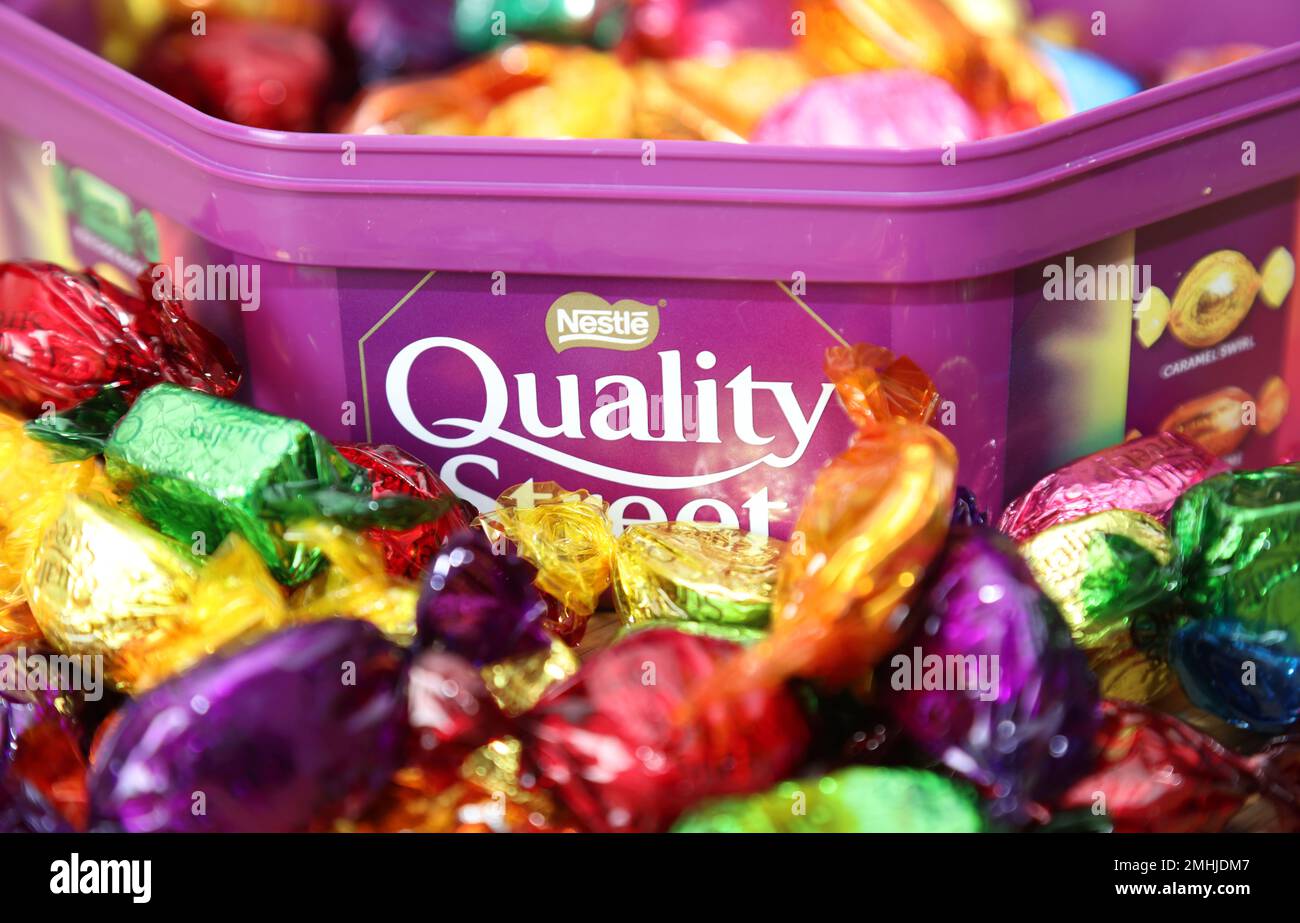 Quality Street chocolates, manufactured by Nestle, in their colourful
