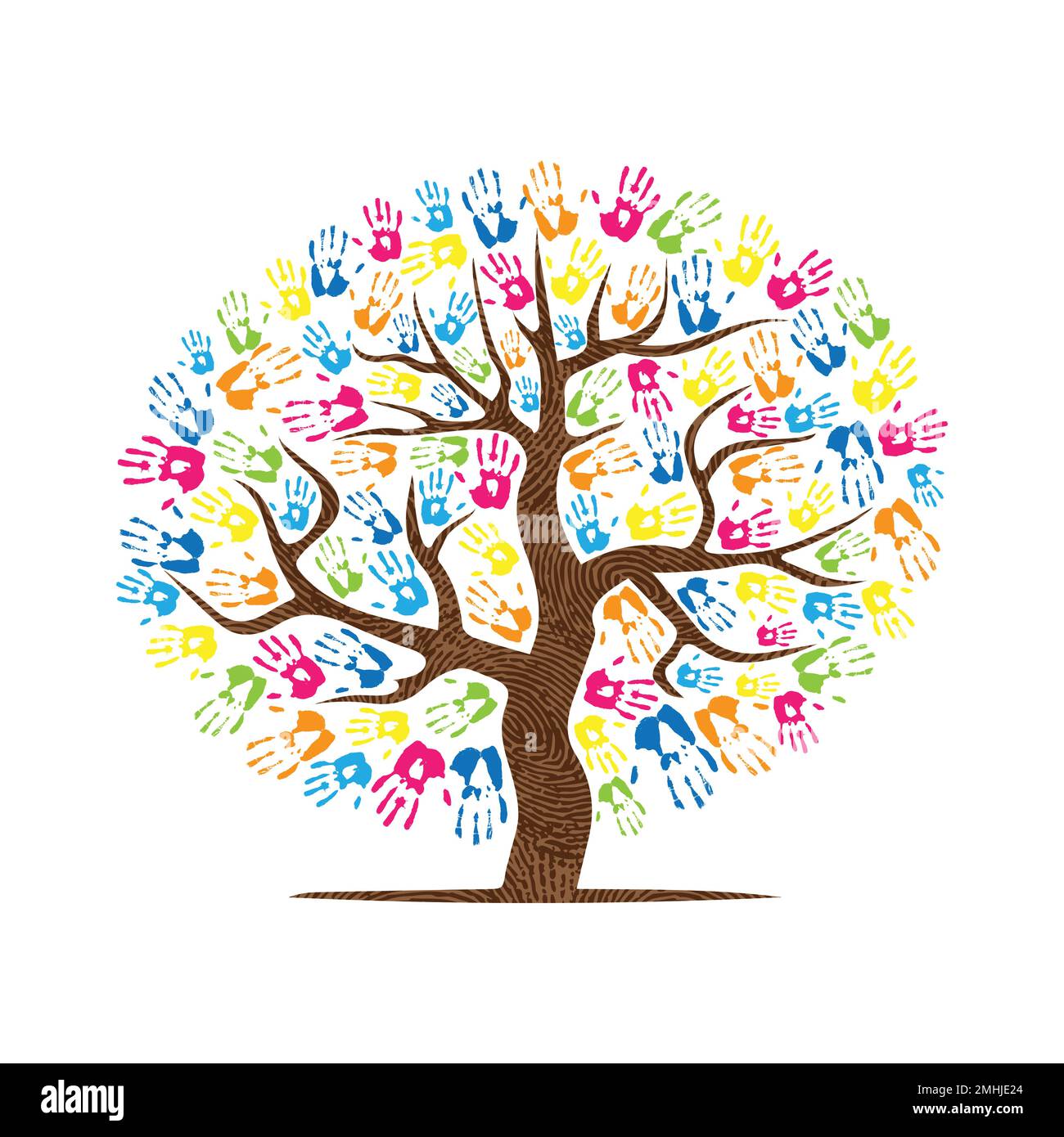 Abstract hand prints tree silhouettes ellipse Stock Vector Image & Art ...