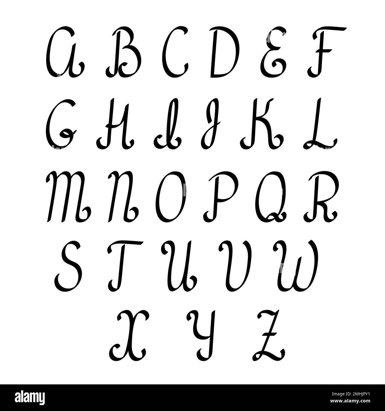 Alphabet letters. English alphabet, calligraphy, lettering Stock