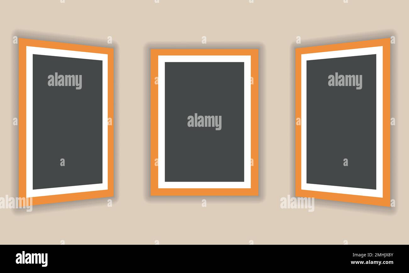 Three rectangular 3D frames for your presentation. In perspective ...