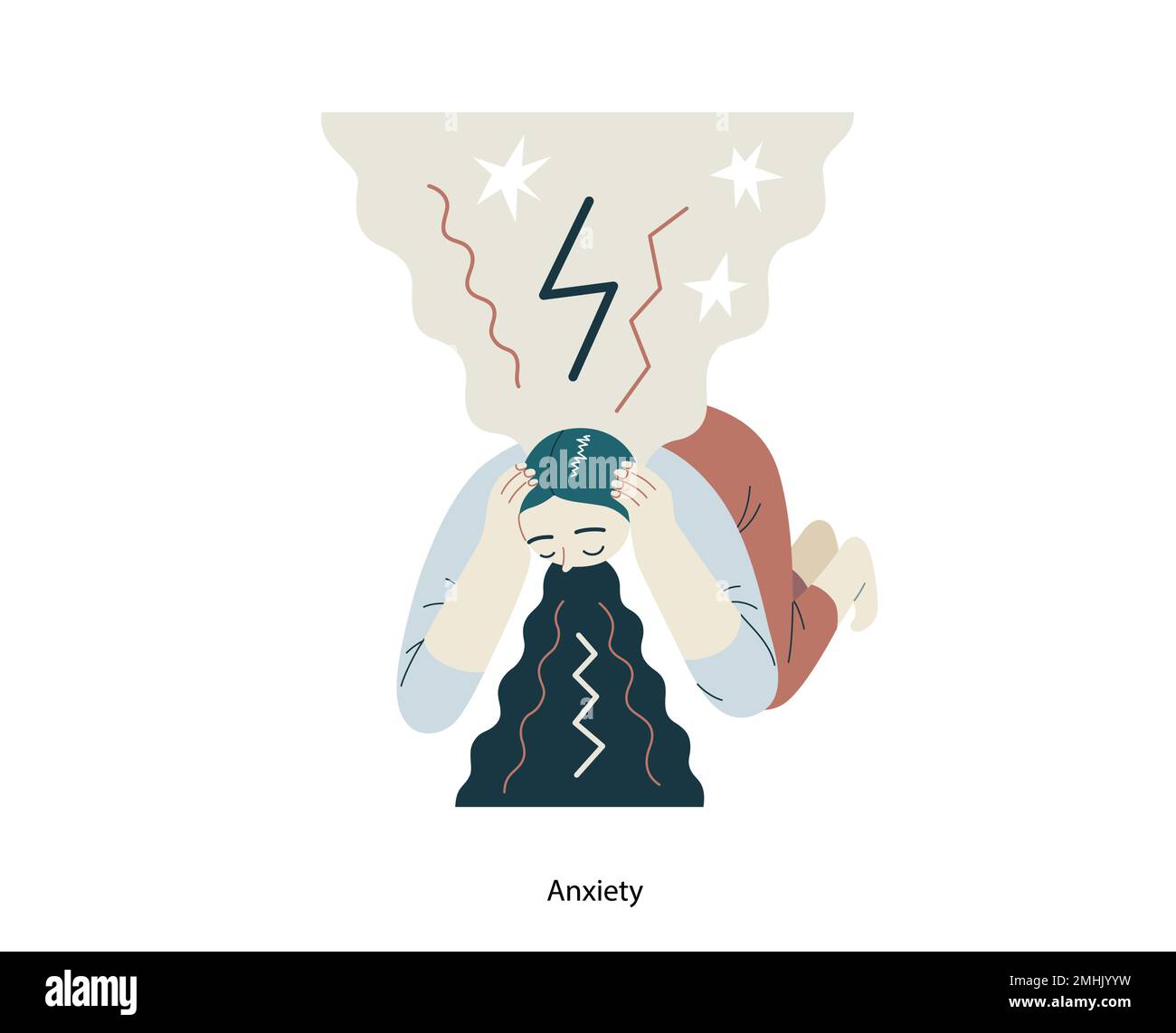 Mental disorders illustration. Anxiety modern flat vector illustration