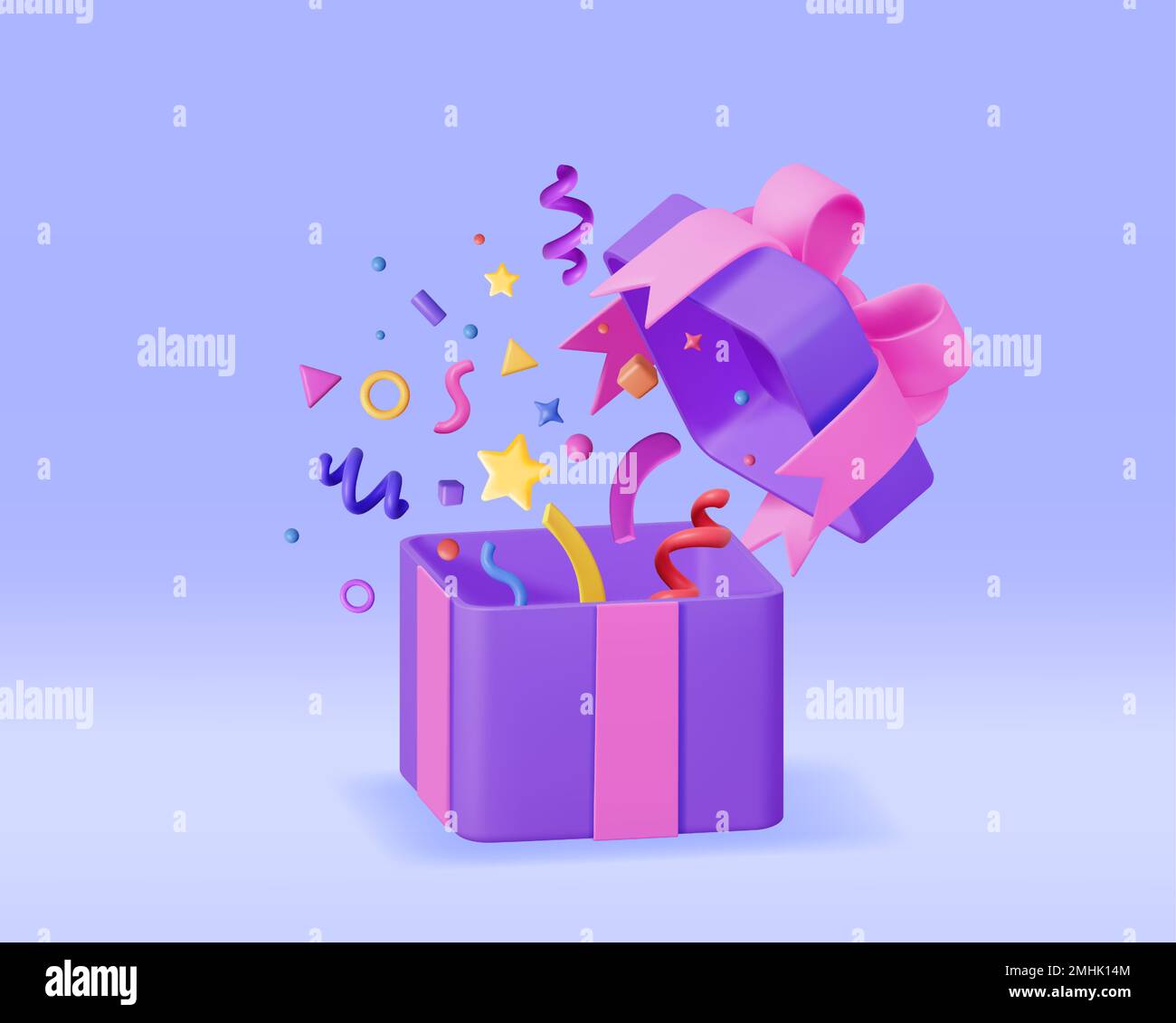 3D Open Gift Box With Falling Confetti Stock Vector Image & Art - Alamy