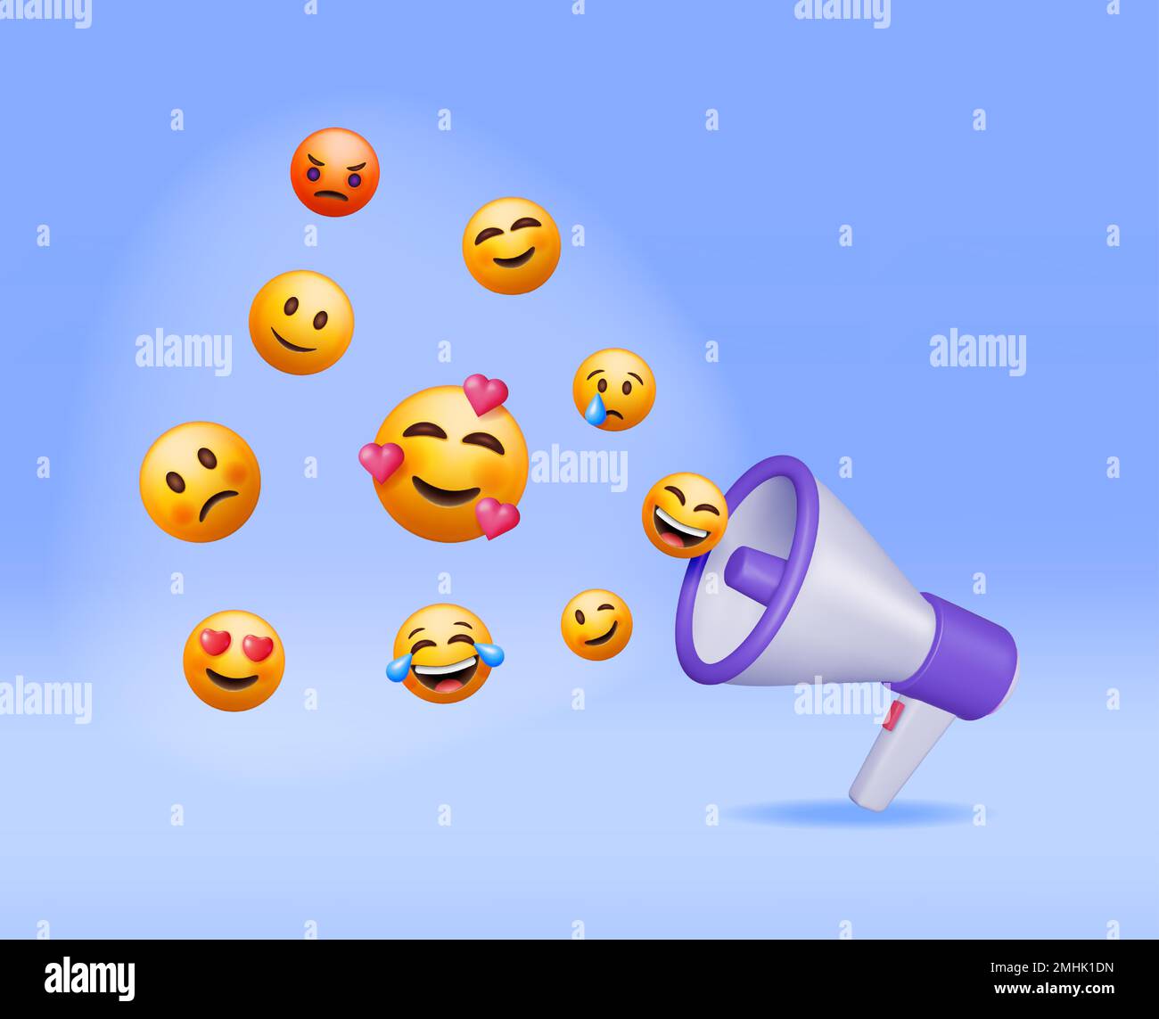 3D Megaphone with Emoticons Isolated Stock Vector Image & Art - Alamy