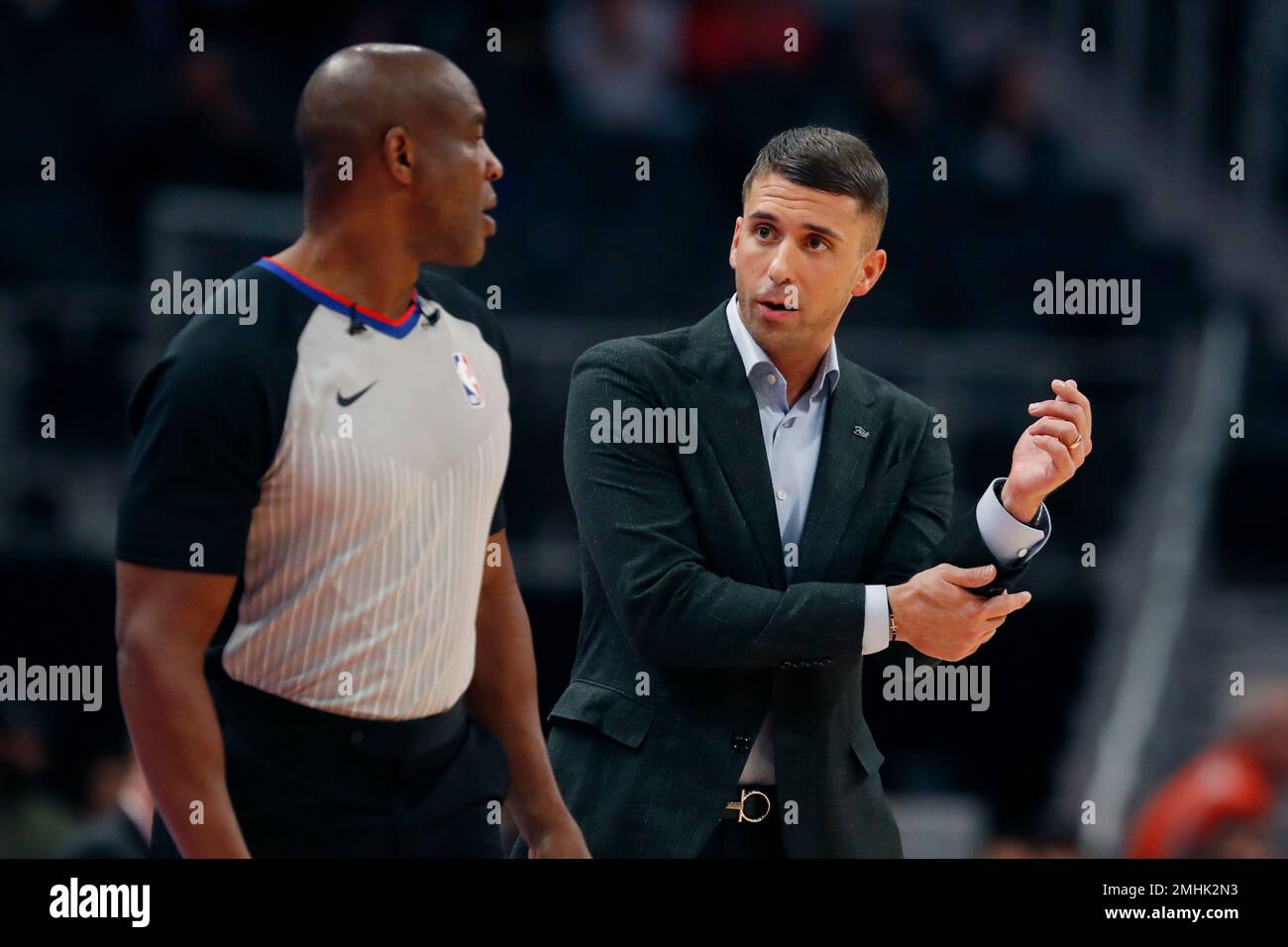 Minnesota Timberwolves head coach Ryan Saunders talks with referee Tony ...