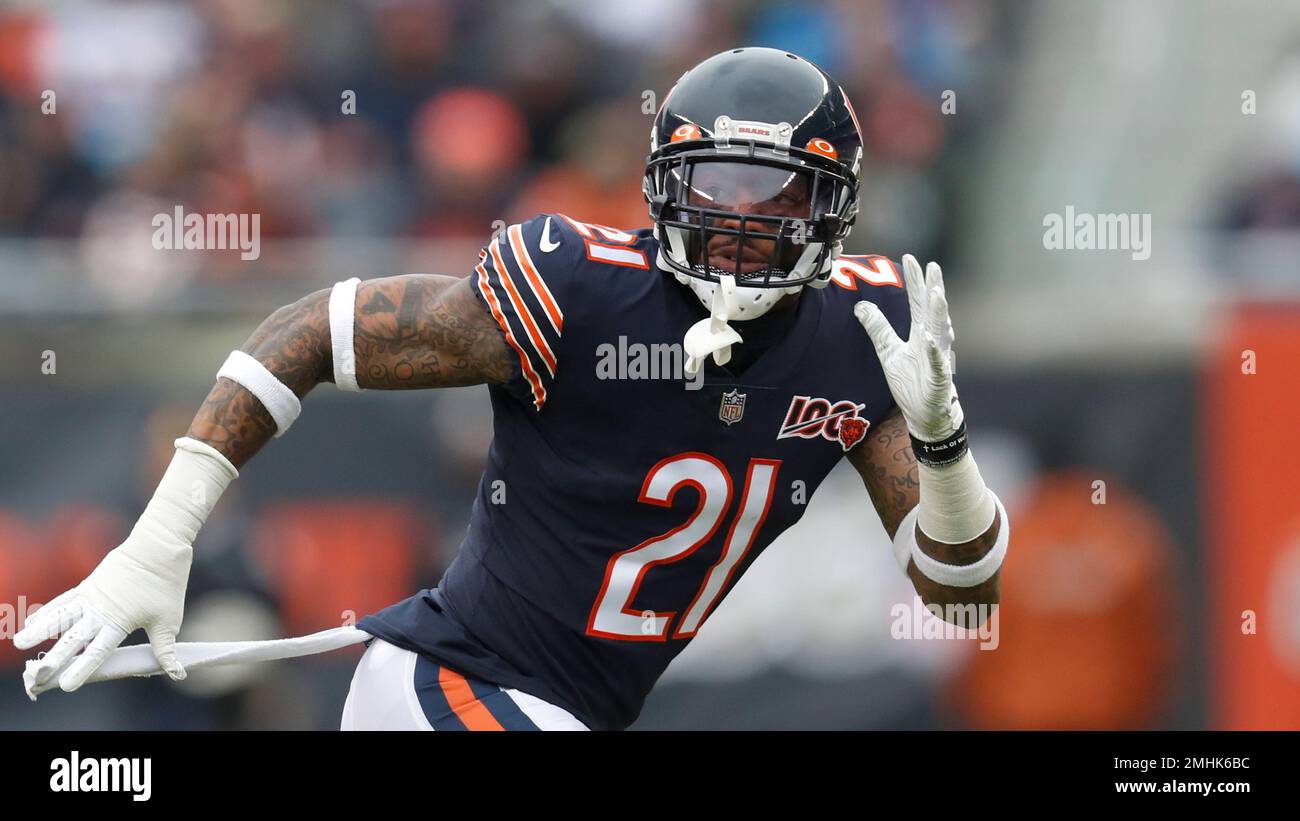 Chicago Bears strong safety Ha Ha Clinton-Dix runs to coverage against the  Detroit Lions during the first half of an NFL football game in Chicago,  Sunday, Nov. 10, 2019. (AP Photo/Charles Rex