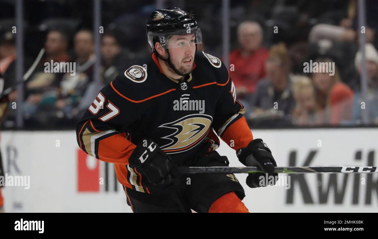 Anaheim Ducks left wing Nick Ritchie plays against the Edmonton