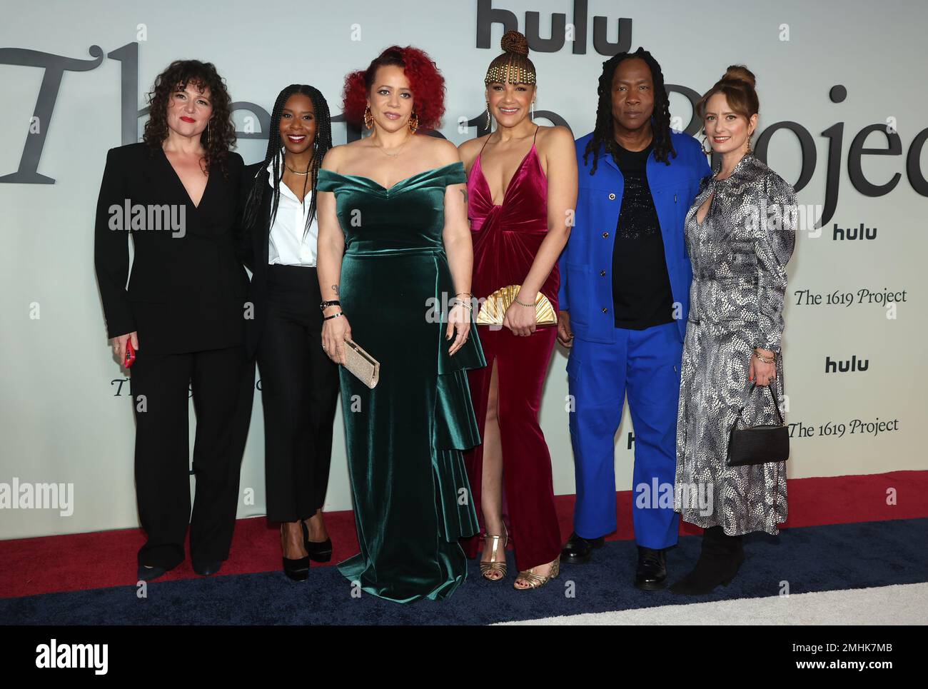 26 January 2023 -Los Angeles, California - Caitlin Roper, Tara Duncan, Nikole Hannah-Jones, Shoshana Guy, Roger Ross Williams, Kathleen Lingo. Los Angeles Red Carpet Premiere Event For Hulu's ''The 1619 Project'' held at Academy Museum of Motion Pictures in Los Angeles. (Credit Image: © Fs/AdMedia via ZUMA Press Wire) EDITORIAL USAGE ONLY! Not for Commercial USAGE! Stock Photo