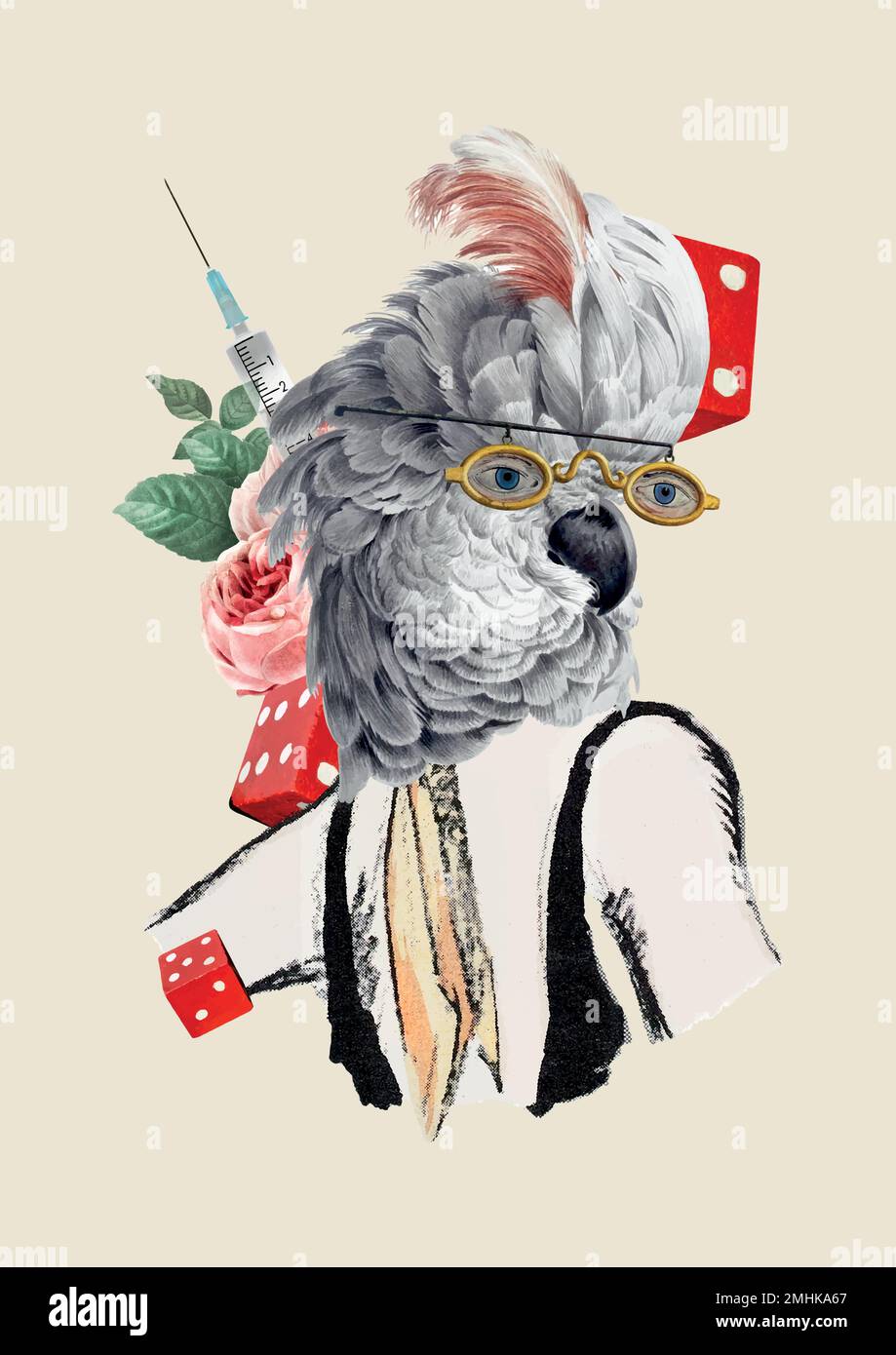 Collage vintage illustration vector, printable mixed media art Stock ...