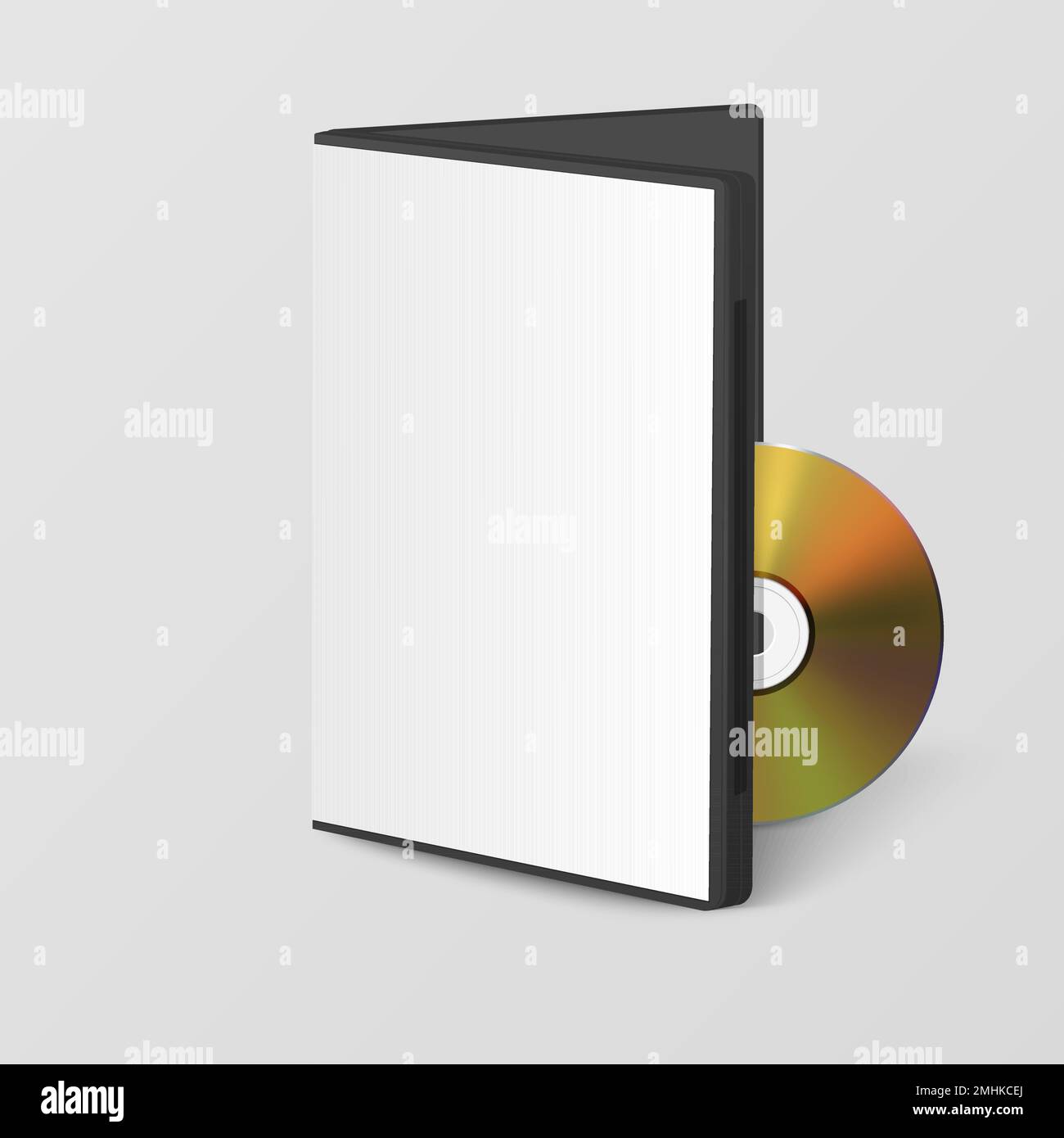 Vector Realistic Yellow CD, DVD with Plastic Rectangular Cover, Envelope, Case Closeup Isolated on White Background. CD Box, Packaging Design for Stock Vector